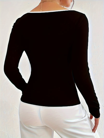 Lisandra | Elegant long sleeve top with sweetheart neckline