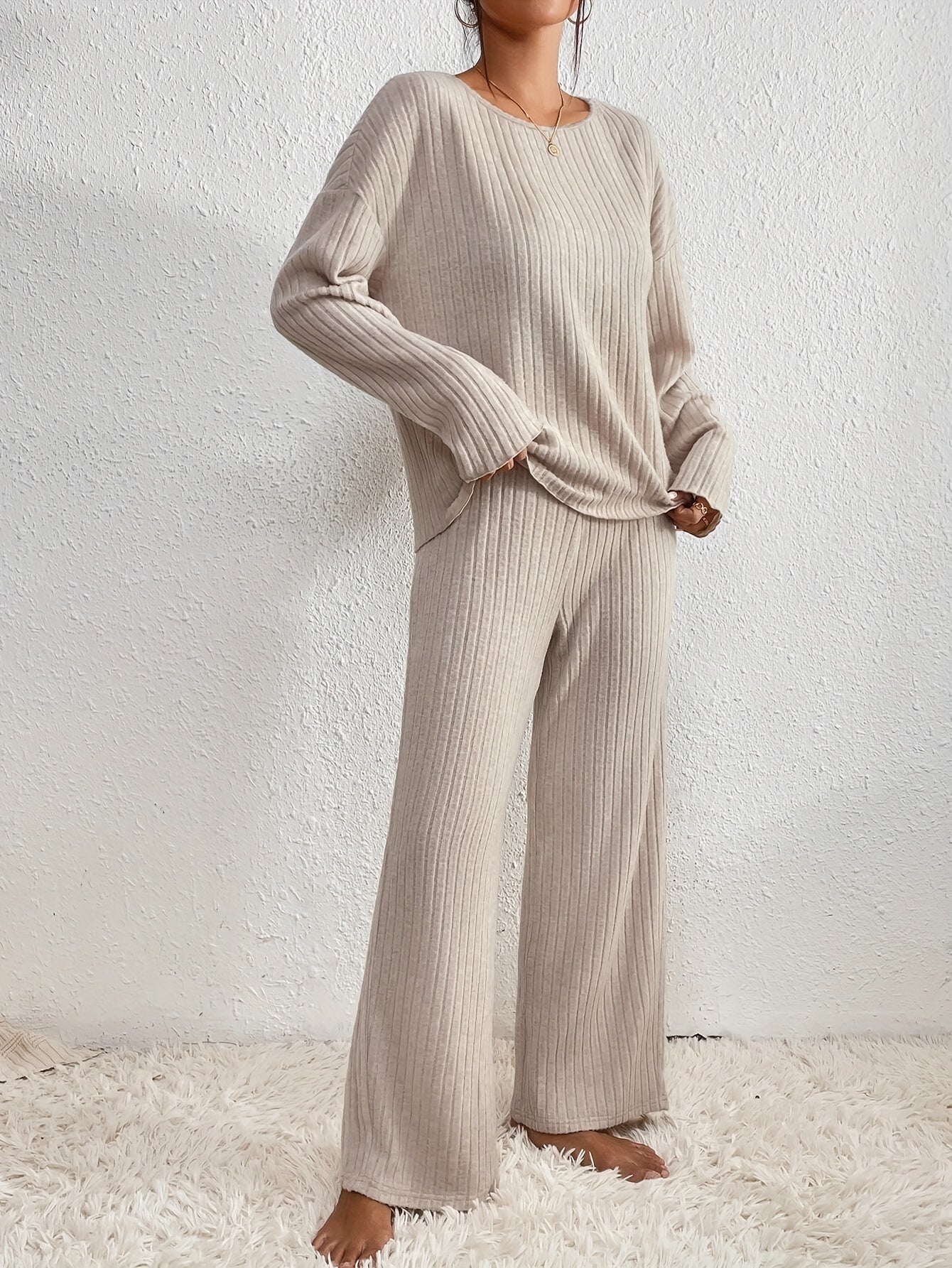 Kiara | Stylish Ribbed Jumper and Straight Leg Set