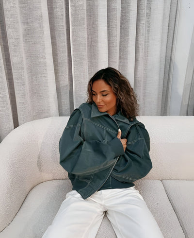 Lexi | Trendy Faux Leather Bomber Jacket