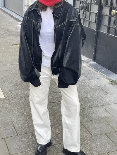 Lexi | Trendy Faux Leather Bomber Jacket
